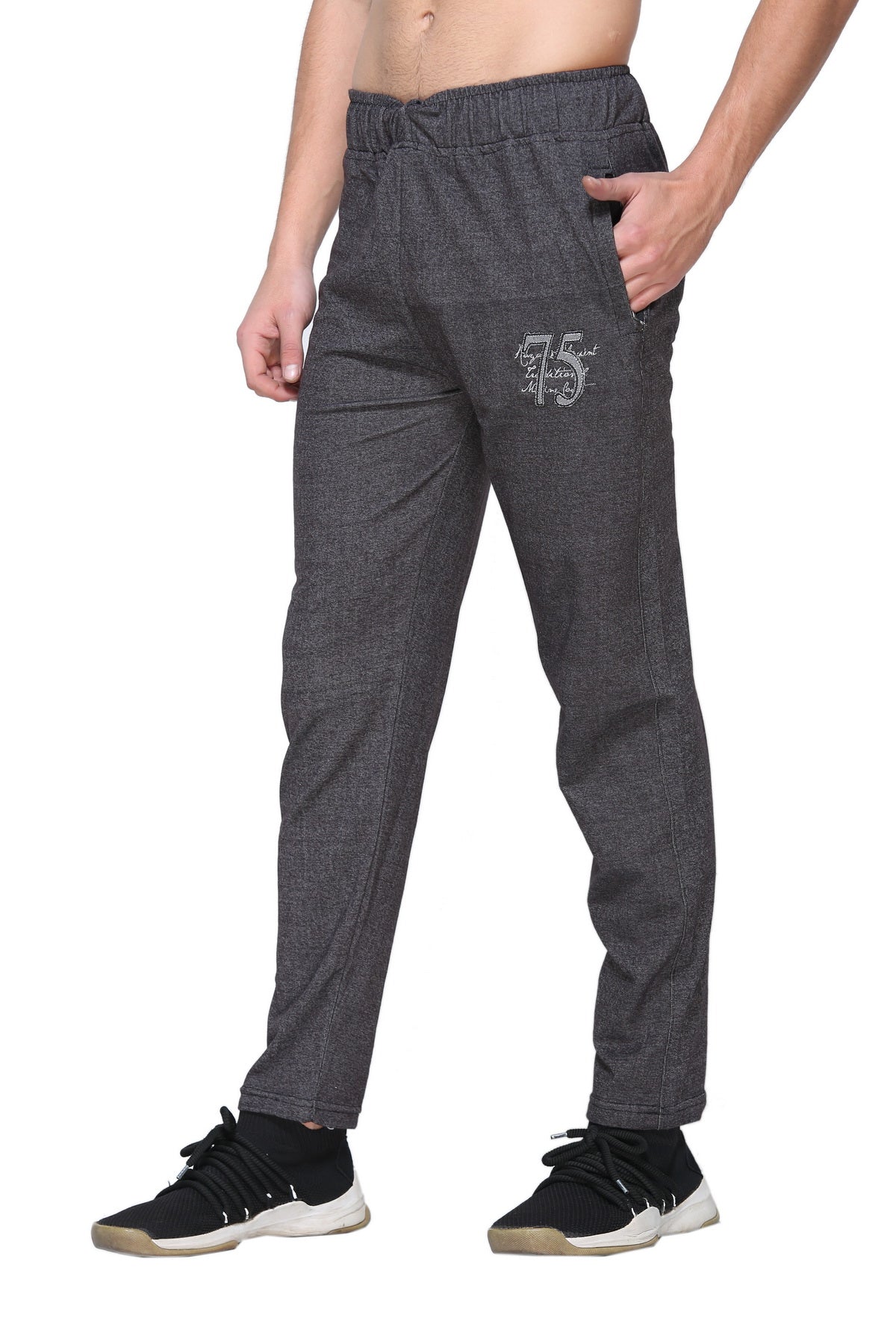 Stylish Black Cotton Jinxer Regular Fit Trackpants for Men online in India
