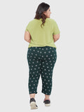 Plus Size Capri For Women - 3/4 Printed Pyjama - Bottle Green