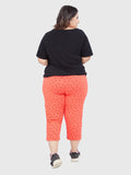 Plus Size Capri For Women - 3/4 Printed Pyjama - Red
