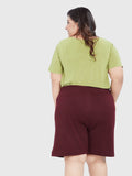 Women Wine Regular Fit Cotton Shorts