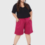 Cotton Shorts For Women - Plain Bermuda - Purple