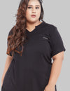 Plus Size Half Sleeves Long Top For Women - Black/Navy Blue/Grey