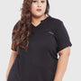 Plus Size Half Sleeves Long Top For Women - Black