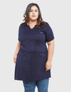 Long Line Navy Top For Women -Plus Sizes