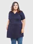 Long Line Navy Top For Women -Plus Sizes