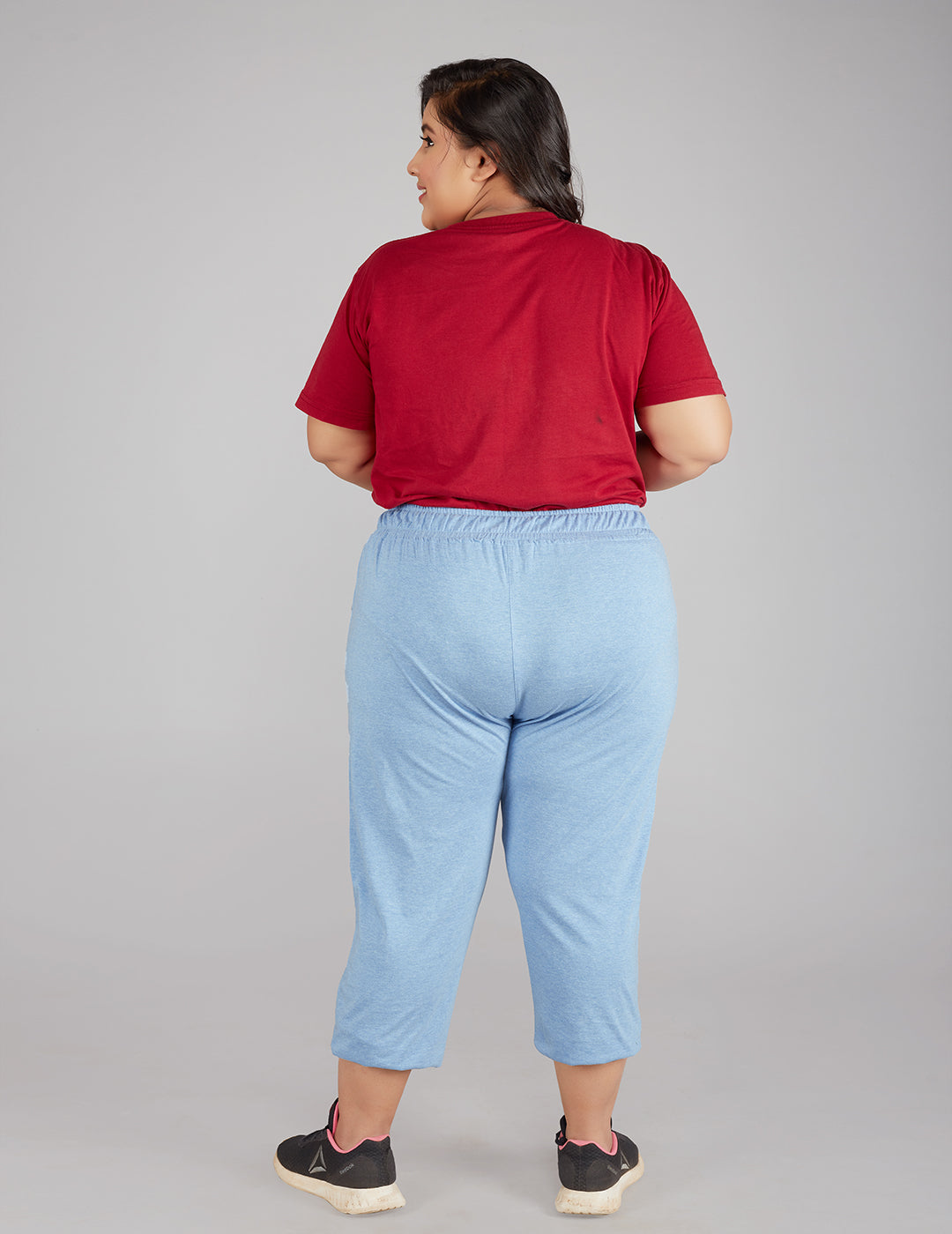 Massio Women's Size 6 Long Capris Pants Blue Slacks Flat Front Cuffs Curvy  Hip
