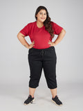 Buy Black Cotton Half Capris For Women online 