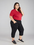 Buy Black Cotton Half Capris For Women online 
