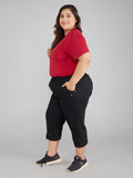 Buy Black Cotton Half Capris For Women online 