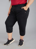 Buy Black Cotton Half Capris For Women online 