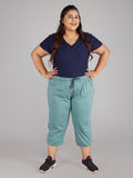 Plus Size Capris For Women - Cotton Capri Pants - Sage