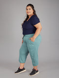 Plus Size Capris For Women - Cotton Capri Pants - Sage