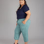 Plus Size Capris For Women - Cotton Capri Pants - Sage