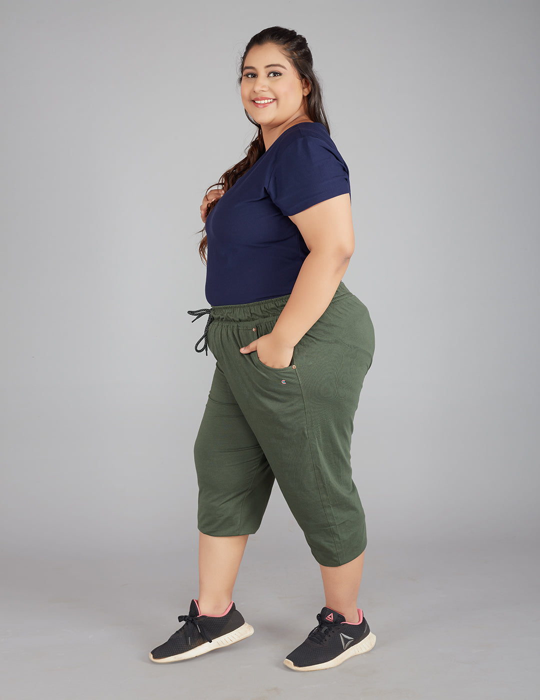 Buy Comfy Cotton Olive Green Plus Size Capris Pants For Women Online In  India By Cupidclothing's – Cupid Clothings