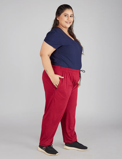 Cotton Track Pants For Women Pack of 3 (Plum, Cardamom Green &Teal )