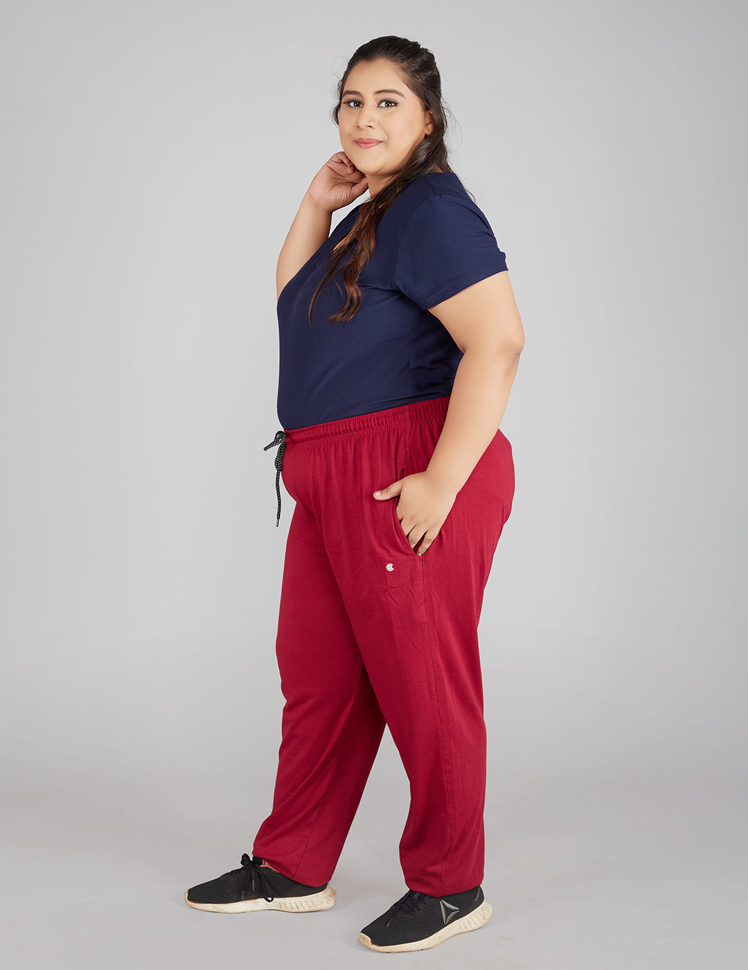 Stylish Plum Cotton Track Pants For Women Online In India