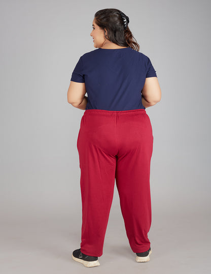 Stylish Plum Cotton Track Pants For Women Online In India