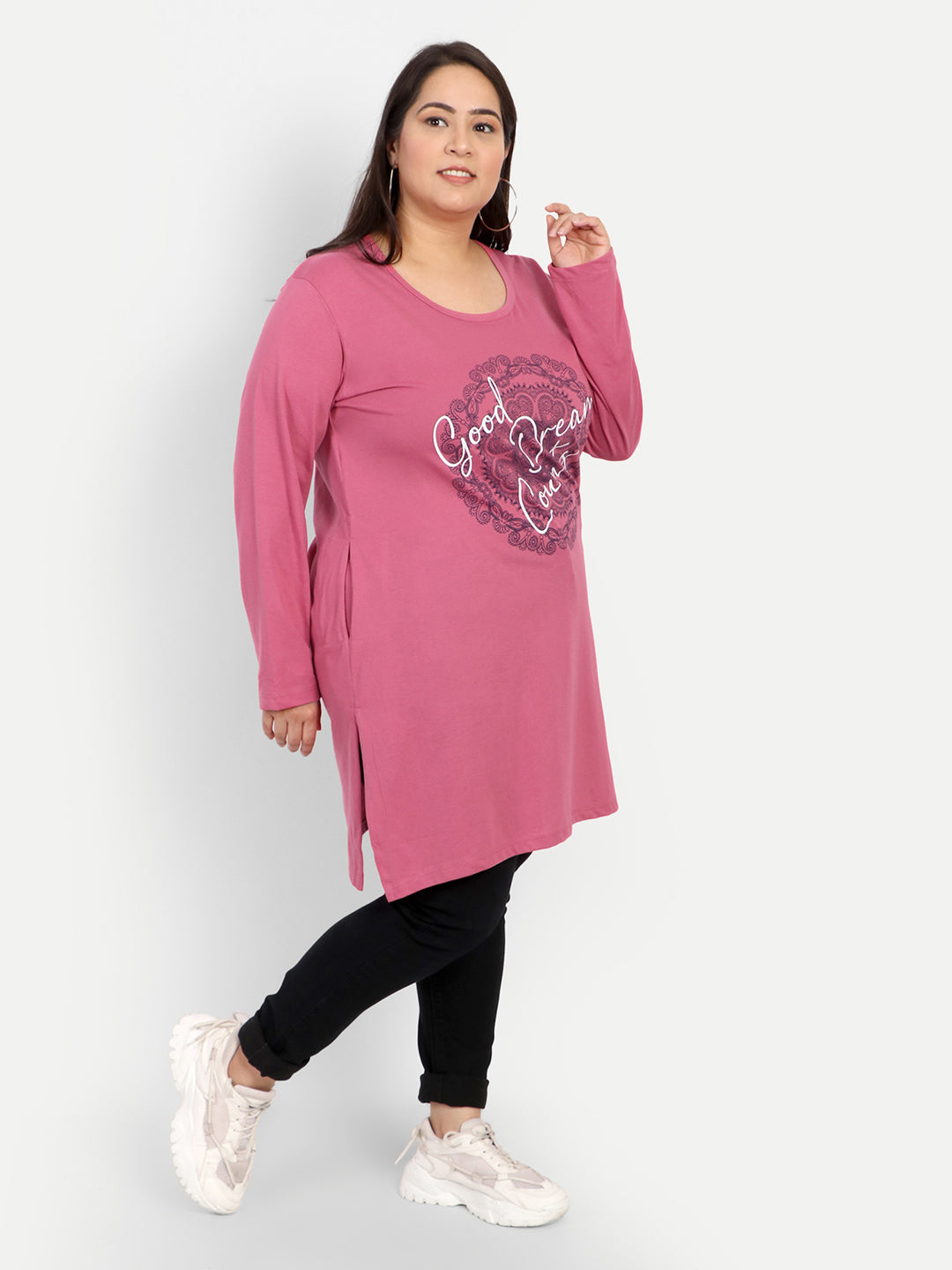 Plus Size Cotton Long Tops for Women Full Sleeves - Pack of 2 (Yellow & Rosy Pink)