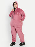 Winter Cotton Velvet Tracksuit For Women - Rosy Pink