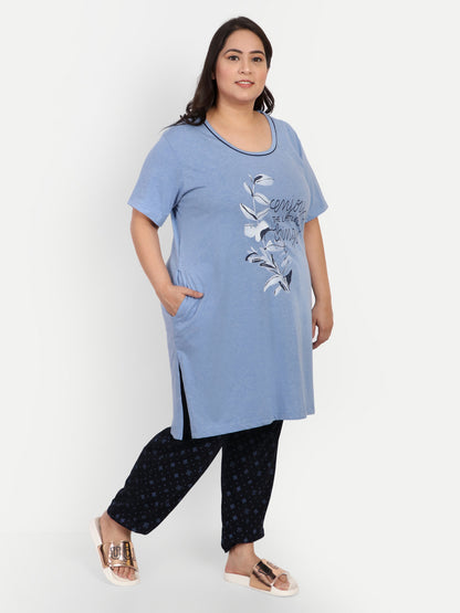 Stylish Cotton Nightsuit for Women Pack Of 2 (Long Top and Pyjama Set) online in India