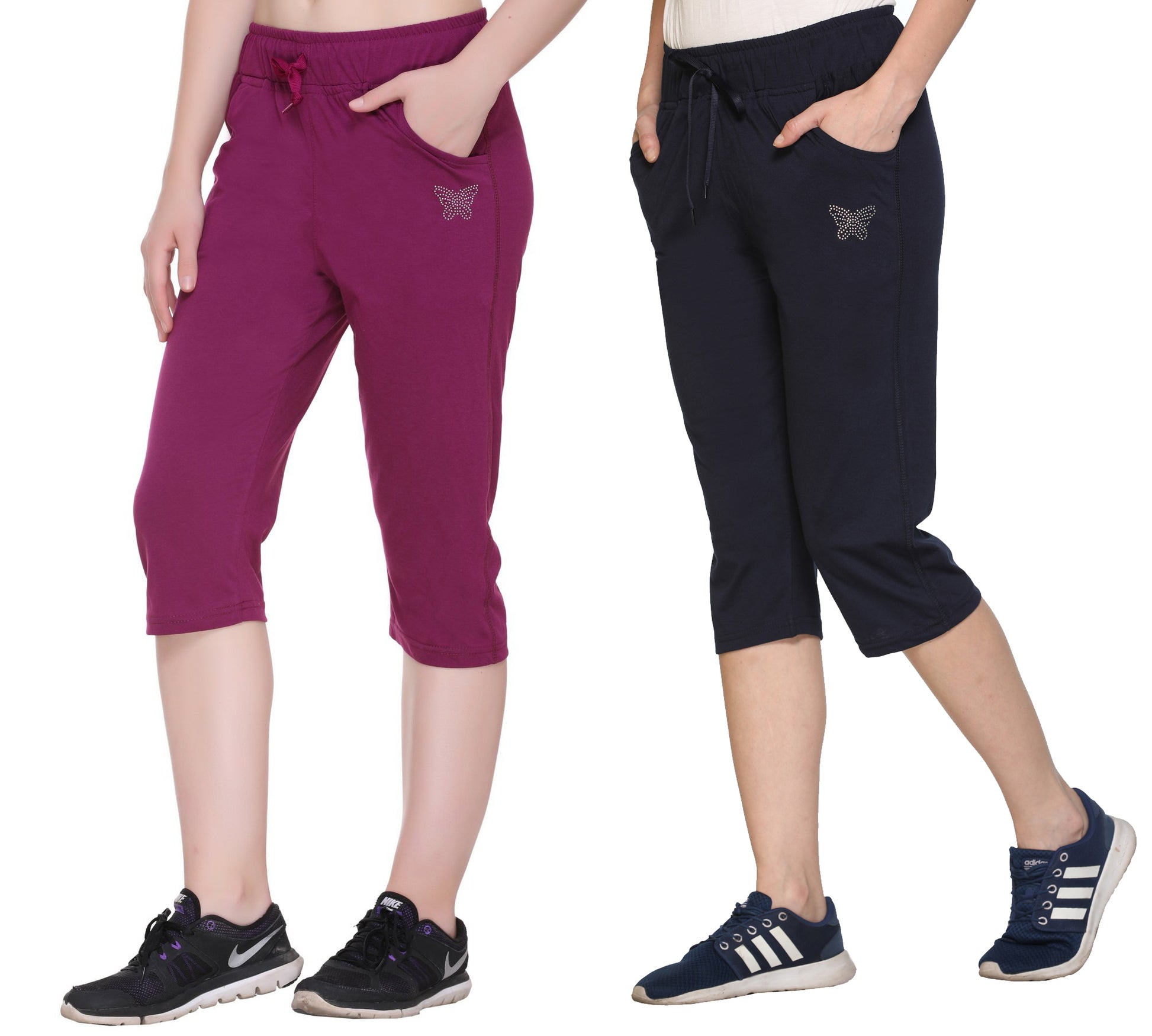 Stylish Half Cotton Capris For Women (Pack of 2) online in India