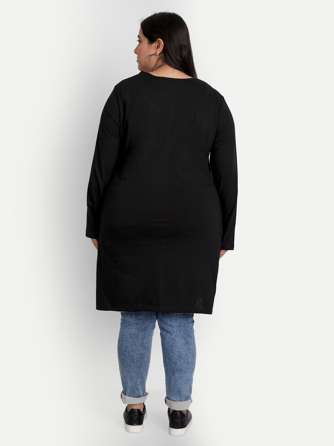 Plus Size Cotton Long Tops for Women Full Sleeves - Pack of 2 (Lavender & Black)