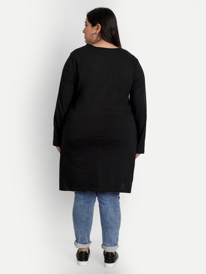 Plus Size Cotton Long Tops for Women Full Sleeves - Pack of 2 (Lavender & Black)