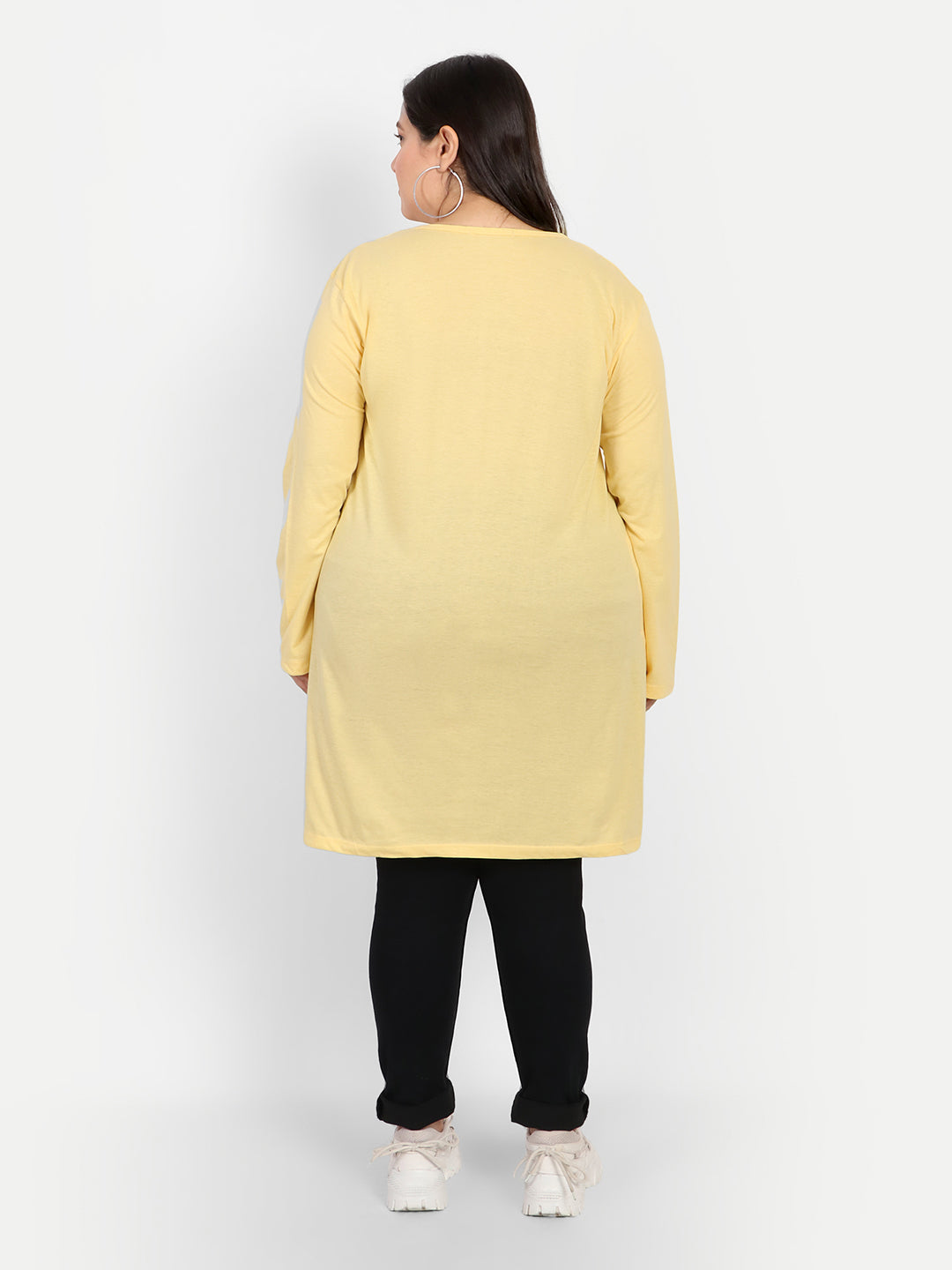 Plus Size Cotton Long Tops for Women Full Sleeves - Pack of 2 (Yellow & Rosy Pink)