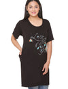 Long T-shirt For Women - Half Sleeve - Black
