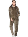 Winter Cotton Velvet Tracksuit For Women - Olive Green
