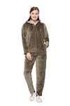 Winter Cotton Velvet Tracksuit For Women - Olive Green