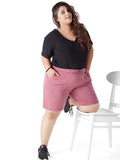 Printed Cotton Plus Size Bermuda Shorts for Women 