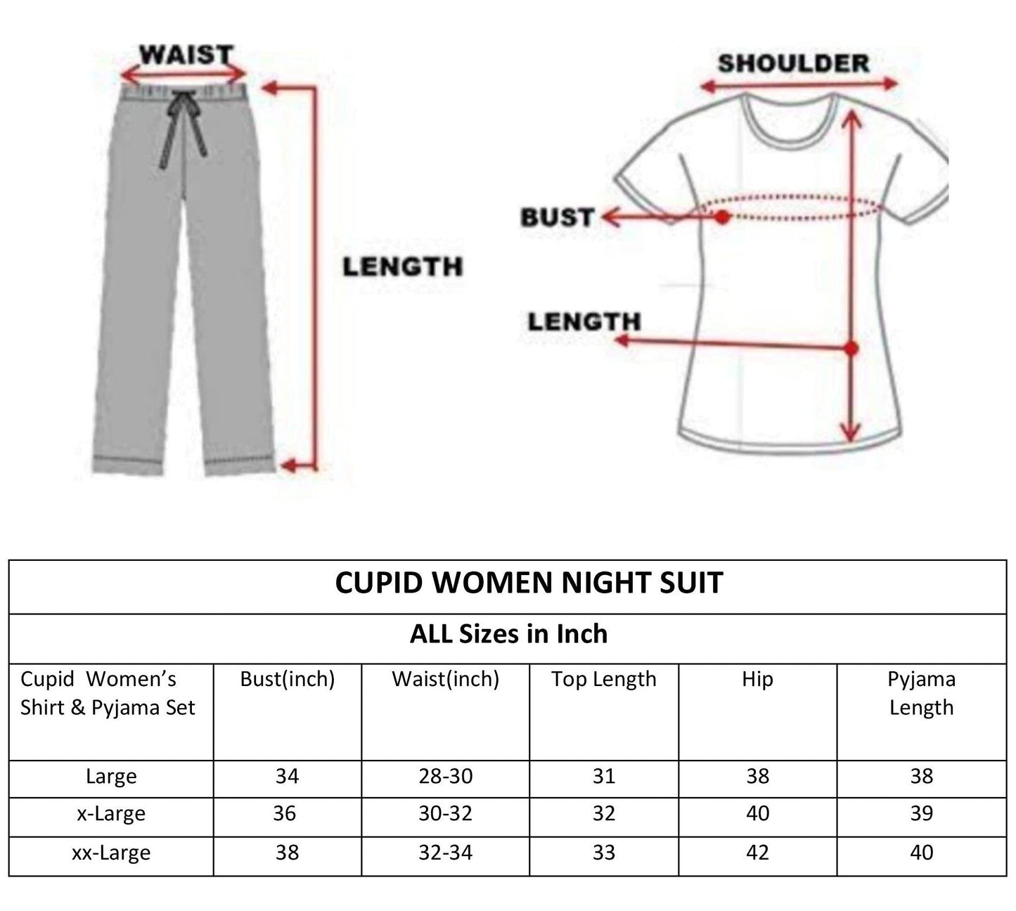 CUPID Regular Fit Night Suit Sets for Women ( Navy Blue)