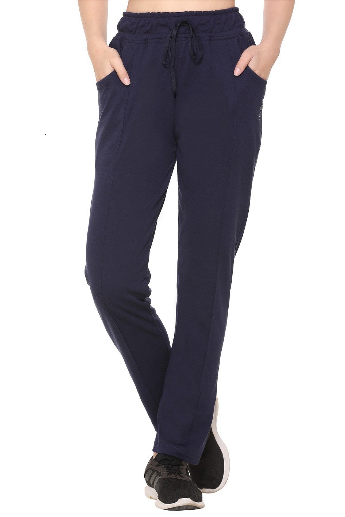 Buy Regular Fit Cotton Imperial Blue Track pants for Women online