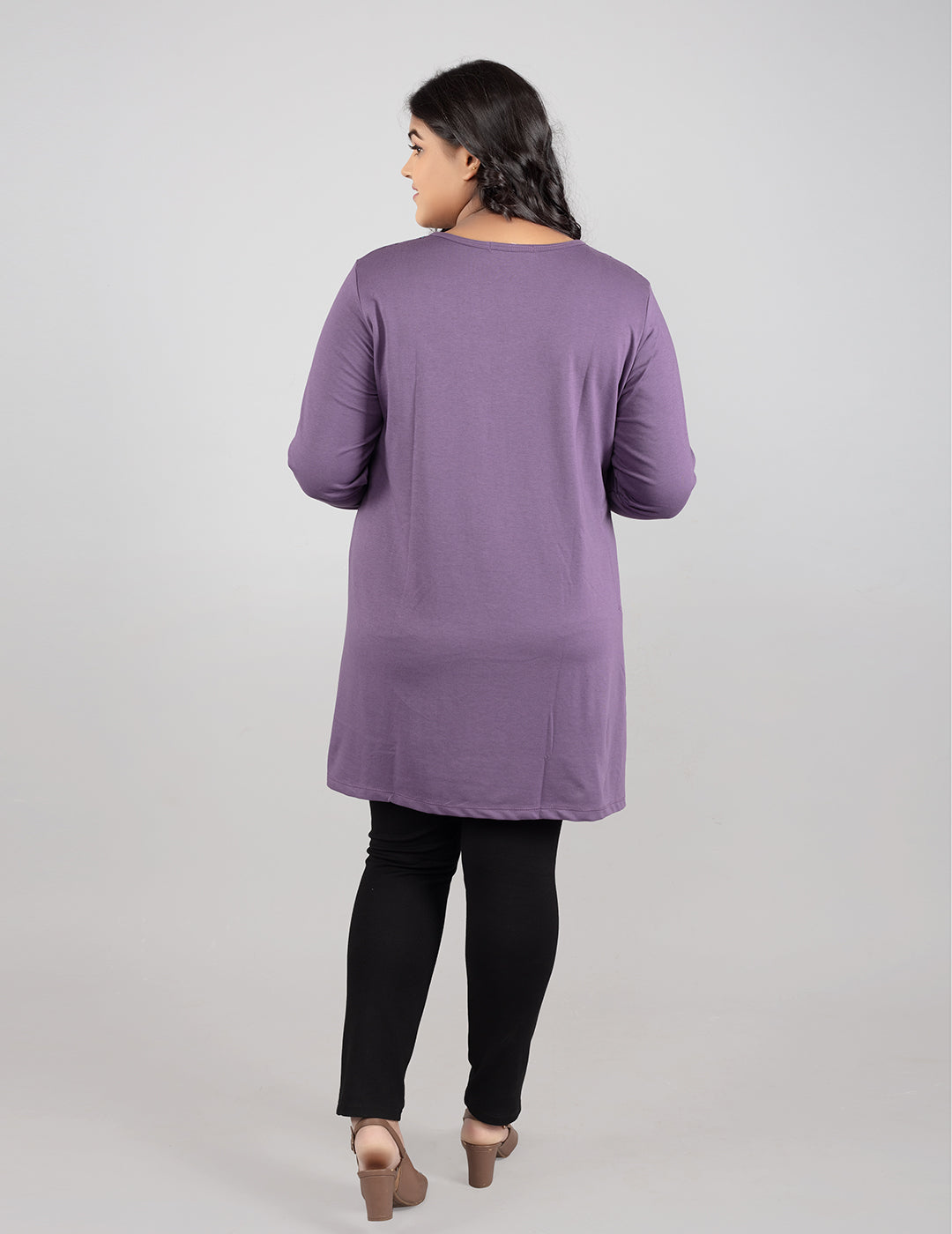 Plus Size Printed Long Tops For Women Full Sleeves - Pack of 2 (Lavender & Blue)