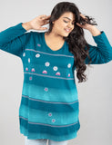 Plus Size Printed Long Tops For Women Full Sleeves T-shirts