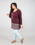 Plus Size Printed Long Tops For Women Full Sleeves T-shirts