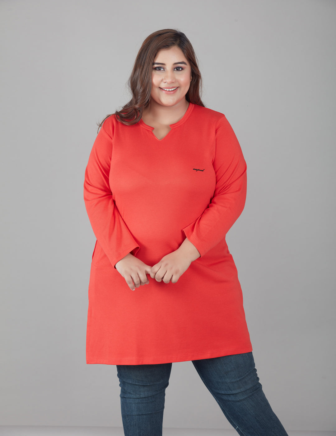 Plus Size Full Sleeves Long Tops For Women - Pack of 2 (Red & Sage) At Best Price