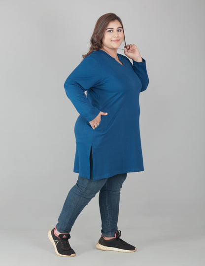Buy Comfortable Full Sleeves Plus Size Cotton Long T-shirts For Women In  Blue Online In India - Cupidclothings – Cupid Clothings