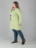 Cotton Long Top for Women Plus Size - Full Sleeve - Green