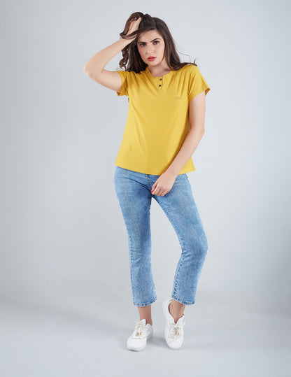 Comfortable Plain Short T-shirts For Women In mango At Online 
