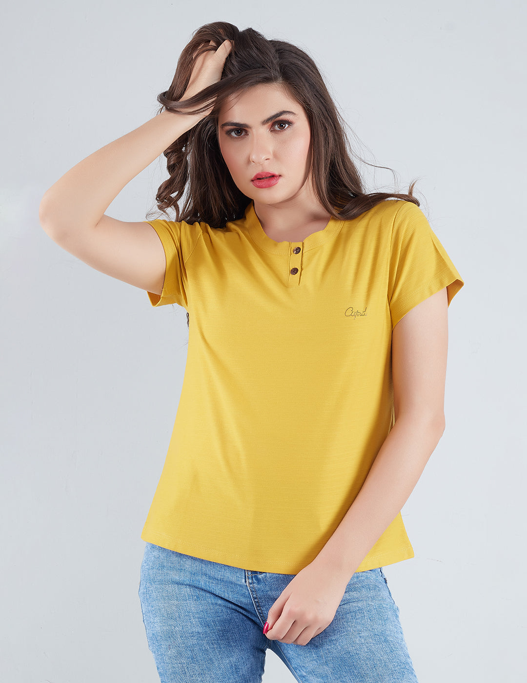 Comfortable Plain Short T-shirts For Women In mango At Online 