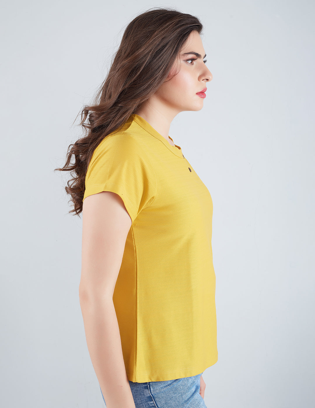 Comfortable Plain Short T-shirts For Women In mango At Online