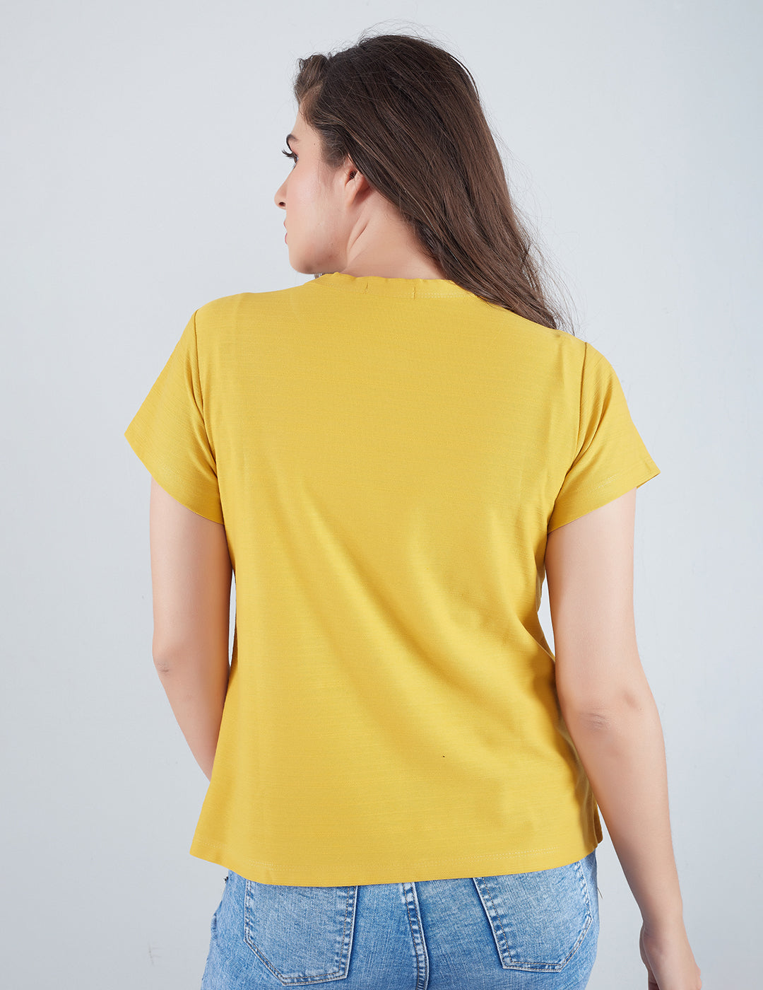 Comfortable Plain Short T-shirts For Women In mango At Online