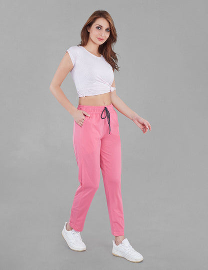 Women Cotton Regular Fit Track Pants - Pink