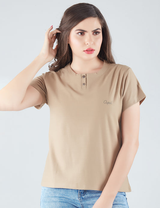 Stylish Tortilla Plain Cotton Short T-shirts For Women At Best Price