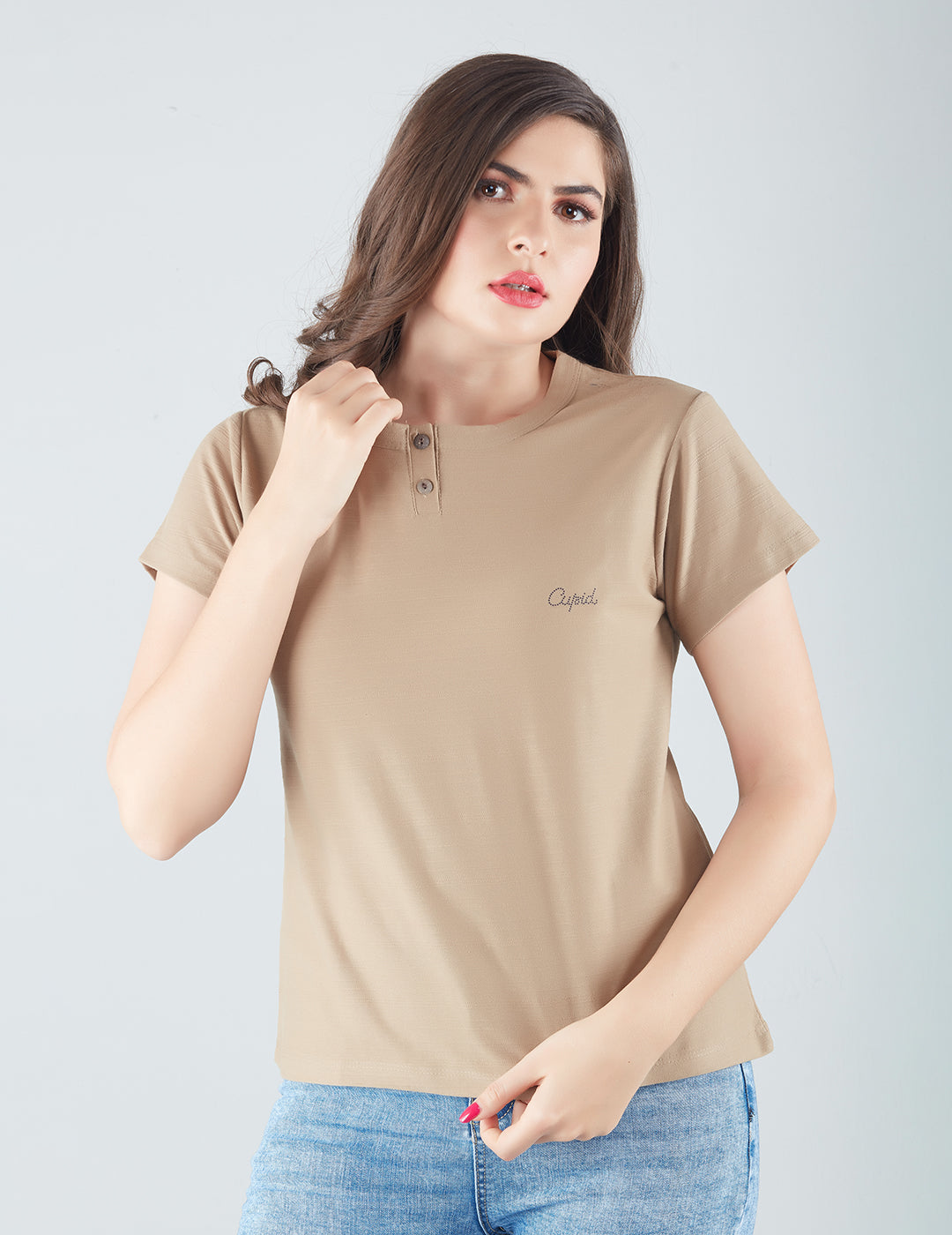 Stylish Tortilla Plain Cotton Short T-shirts For Women At Best Price