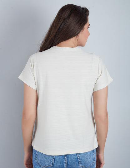 Stylish Plain Short T-shirts For Women - Off White At Best Prices