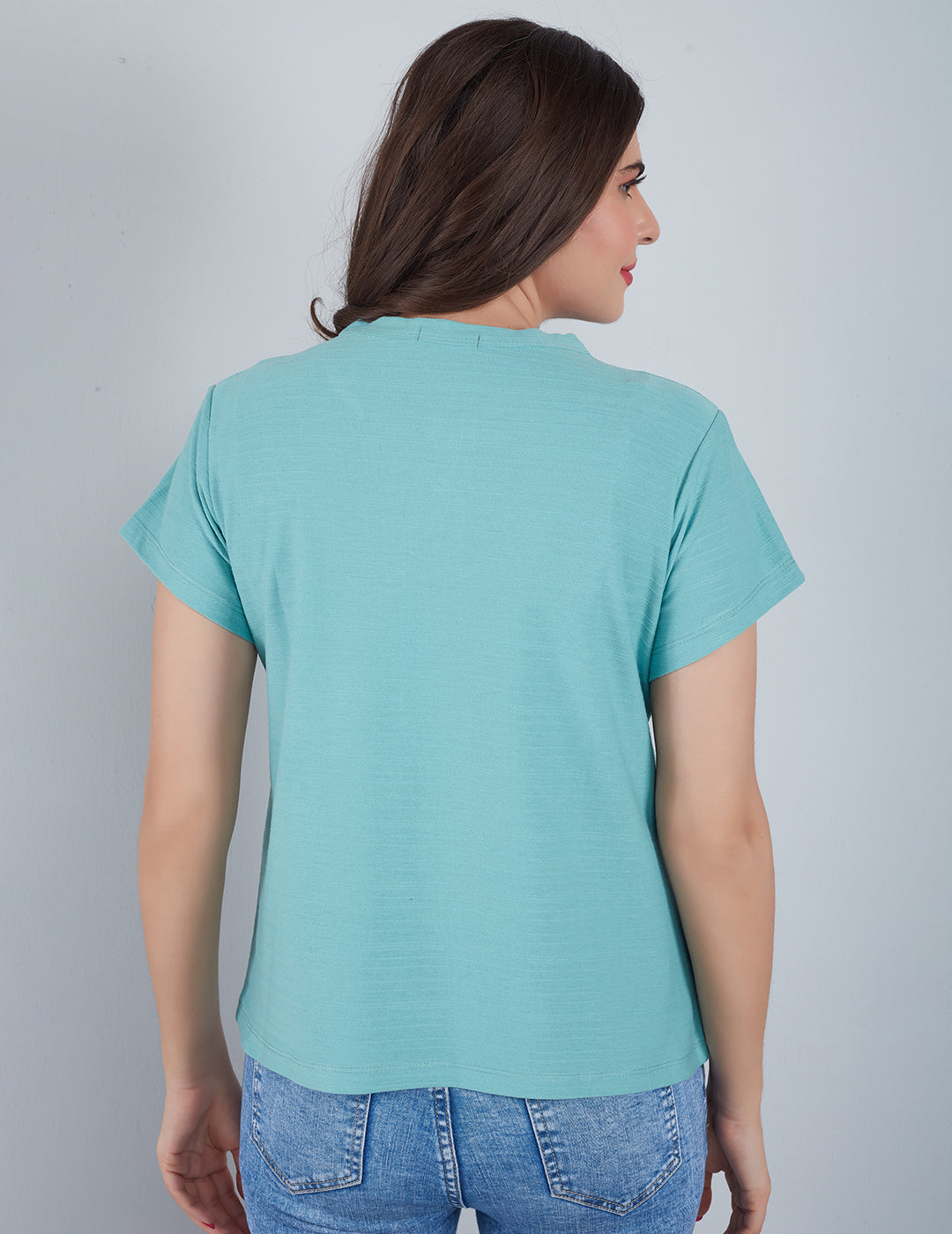 Stylish Sage Plain Cotton Short T-shirts For Women Online In India