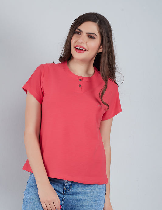 Women Plain Short T-shirts - Pink At Best Prices 